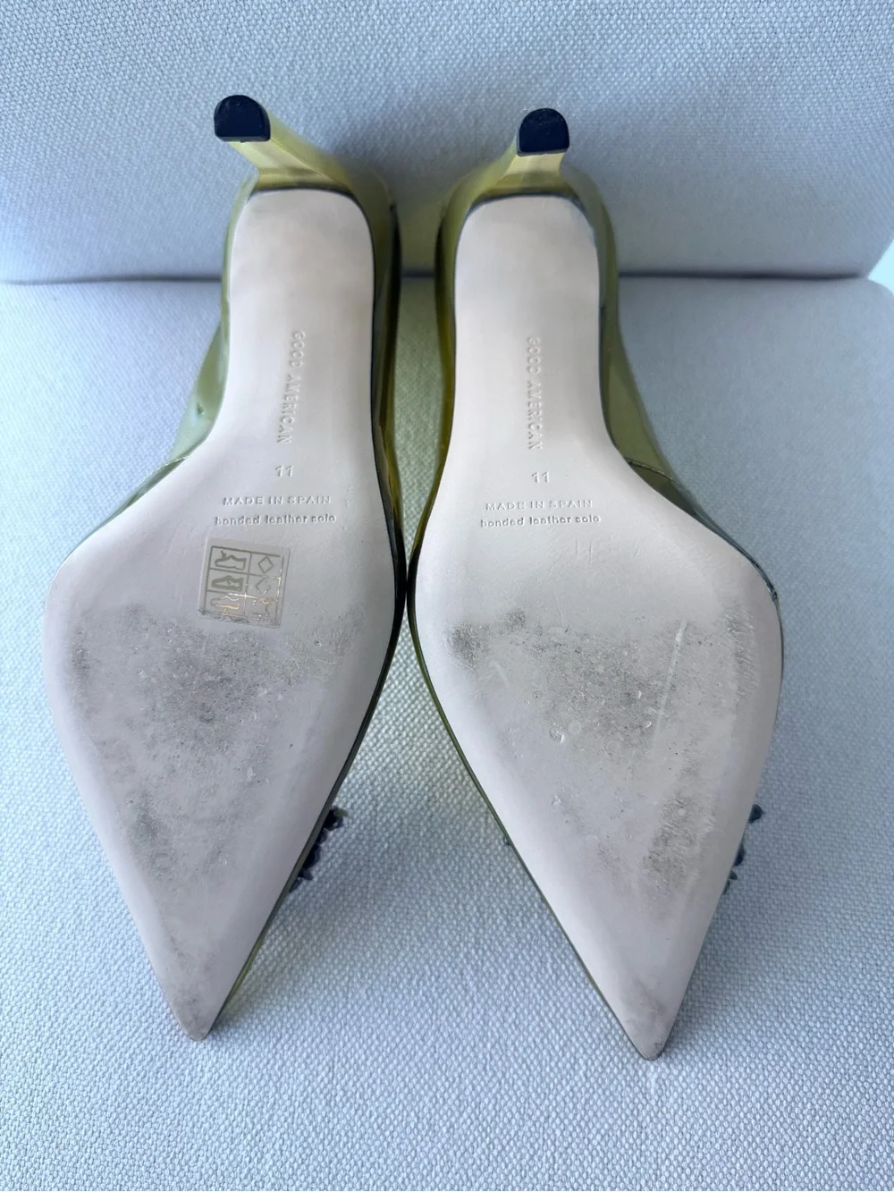 Good American Olive Pointed Toe Crystal-Buckle Pump
